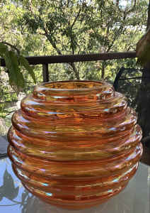 Marigold melon rib vase - Crown Crystal Glass Australia