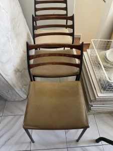 1 Set of 3 Identical Metal Dark Brown High Back Chairs