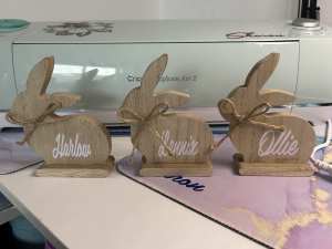Personalised wooden Easter bunny