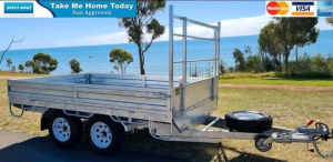 LOW STOCK! 10x7 Galvanised Flat Top Trailer 3500kg ATM Headboard Sides