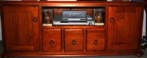 Timber stereo cabinet in immaculate condition.
