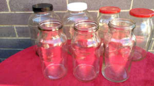 7 LARGE GLASS JARS (3 are fowlers)
