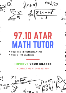 97.10 ATAR Math Tutor (Methods, year 7 - 10)