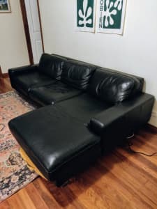 Leather L-shaped couch