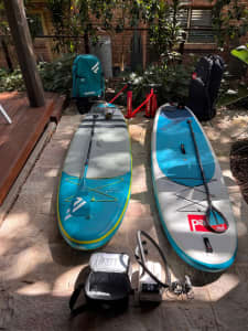 Awesome SUP Bundle! 2xInflatable Red/Fanatic, Carbon Paddles extras