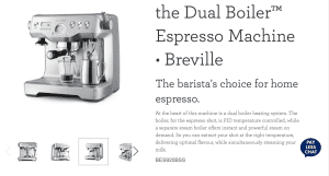 Next to NEW - The Dual Boiler Espresso Machine Breville - $800