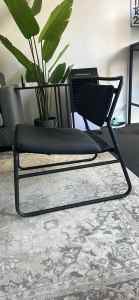 Metal and Grey Fabric Lounge Chair