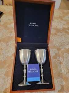Royal Selangor Shiny Bright Vintage Pewter Goblets