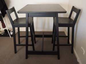 2 x Fabulous Black Wooden Bar Chairs Set. Good Condition. Carlingford
