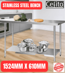 1524x610mm Stainless Steel Kitchen Benches Work Bench