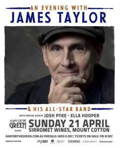 James Taylor - Sirromet Winery - 2 x tickets - 21 April