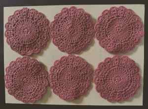 Set of Six Cotton Coasters in Tea Rose Colour
