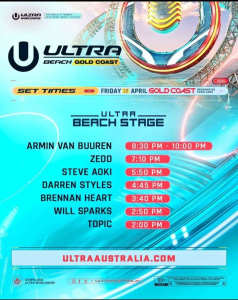 2 x ULTRA BEACH GOLD COAST Festival Tickets - SOLD OUT SHOW
