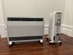 Two heaters: 7 fin oil heater and larger electric heater
