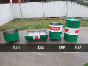 Fire pits feeders full 44 gallon drum planters outdoor mancave