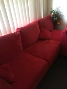 Red Lounge 3 piece with cushions.