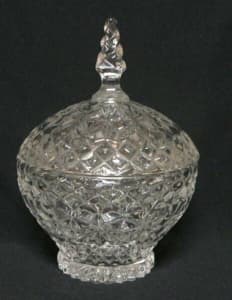 Star Cut Pattern Crystal Bowl with Lid