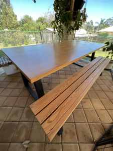 Solid pine dining table & bench seats