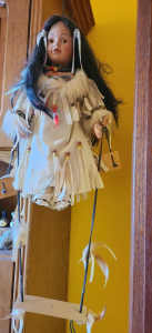 Doll American Indian on a Swing Elke Collectable Vintage