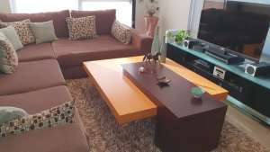 Custom Made, Top Quality, Large Sectional Sofa & Coffee Table