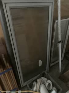 Silver aluminium awning window - horizontal (opaque glass)