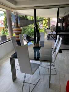 Glass dining table 8 chairs