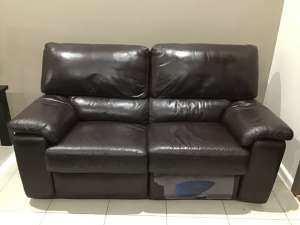 2- seater chocolate brown leather couch from Adriatic. Pickup 3084