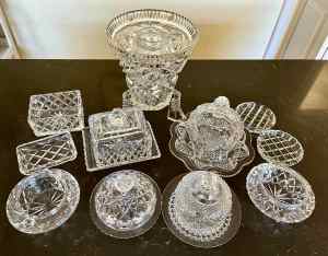SUBSTANTIAL AND SOLID CUT GLASS ITEMS.