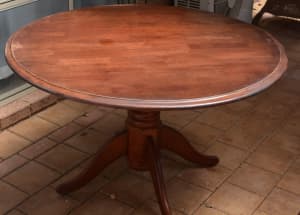 Table round stained jarrah 120 cm D Solid requires some cosmetic TLC