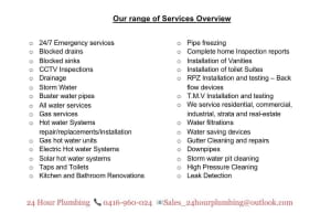 24 hour plumbing, emergency and repairs water-gas-drainage 