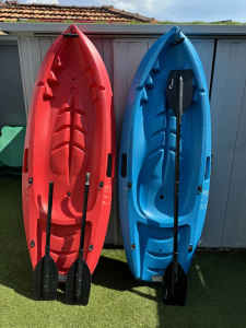 2x glide kayaks, paddles and 3x kids life jackets