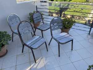 Outdoor chairs - Rusty steel and teak