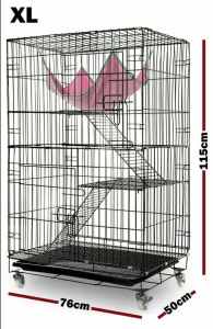 3 Level Pet Rabbit Bird Cage Parrot Aviary, Rat Budgie on Castors