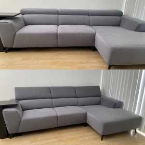 Grey modern sofa adjustable headrest in EXCELLENT condition