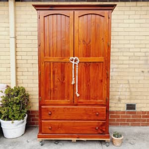FREE DELIVERYWR31.32/ Solid timber big wardrobe with 2 big drawers
