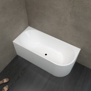 1500mm Left Corner Fit Oval Gloss White Acrylic Bathtub