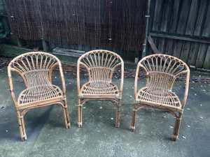 Three cane chairs bought from Bunnings plus cushions