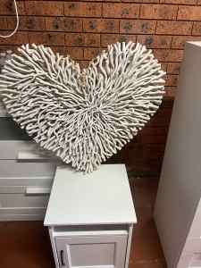Large White Wooden Heart Decoration