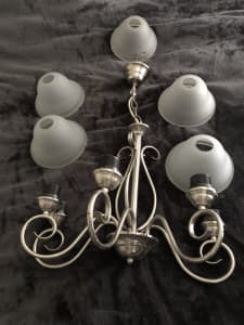 Beacon lighting hanging 5 lights with alabaster glass shades