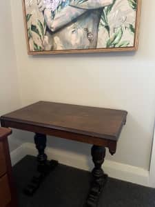 Antique dark timber wood side table