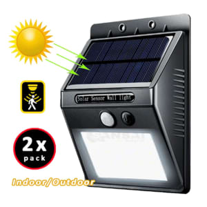 2X Sansai Solar Sensor LED Light Outdoor PIR Motion Wall Lights