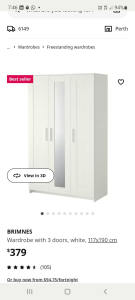 IKEA Brimnes wardrobe white with mirror