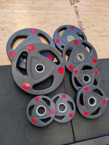 $4/kg 1.25/2.5/5/10/15/20/25kg Olympic Tri-Grip Rubber Coated Plates