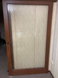 Solid wood tinted glass mid century original sliding door