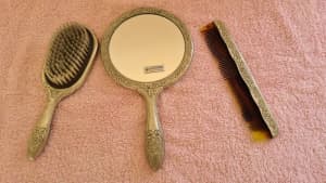 Vintage Silver Mirror, Brush and Comb Duchess Set (wedding /Anniversar