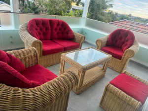 Five-piece rattan wicker patio furniture set