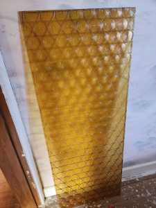 Vintage Amber Textured Glass Panes x 6