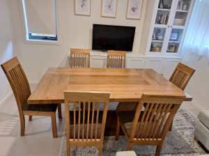 Sturdy timber 6 seat dining set 