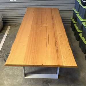 Victorian Ash Natural Edge Dining Table and Bench Seats