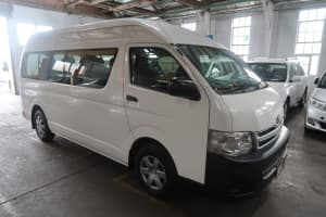 2012 Toyota HiAce TRH223R MY12 Commuter High Roof Super LWB White 4 Speed Automatic Bus